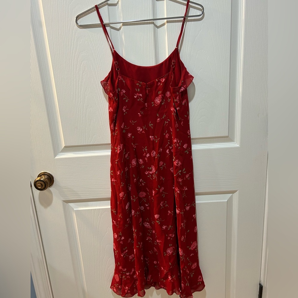 American Eagle Outfitters Red Floral Romantic Dress Size 0 - Picture 2 of 9